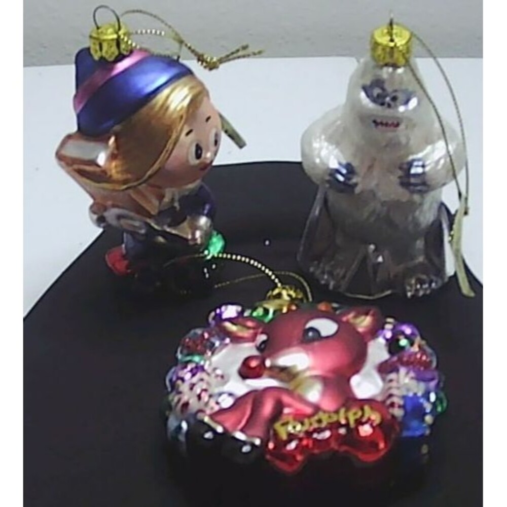 3 Rudolph & The Island of Misfit Toys Brass Key Collection Glass Ornaments